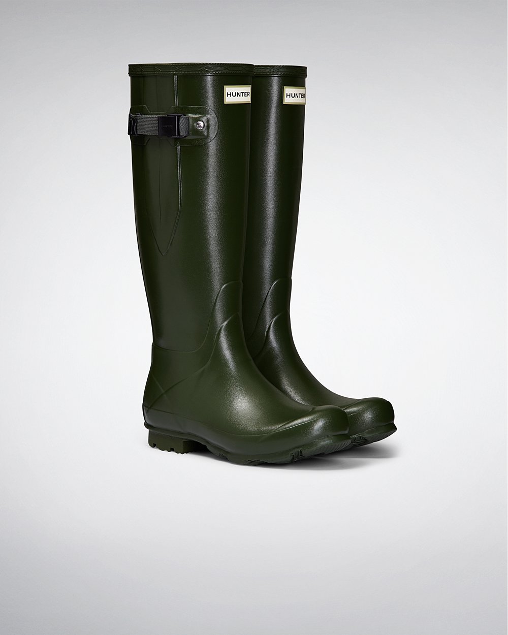 Botas de Lluvia Altas Hunter Mujer - Norris Field Side Adjustable - Verdes - XHEURFY-40